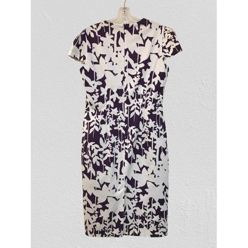 2097 - Laura Ashley, new with tags day dress, white on purple floral print, cotton, size 12