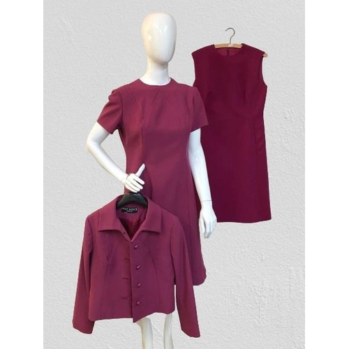 2102 - Peggy French twin set outfit, A/F including dark pink Peggy French pencil dress