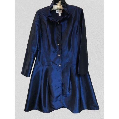 2103 - Metallic blue button up coat A/F. Size 10 . And Blue button up dress with pleated hem louis feraud s... 