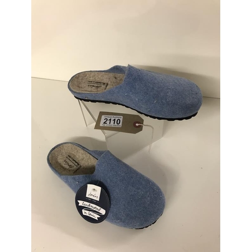 2110 - New Joules blue felt slippers, mules size 37, 4