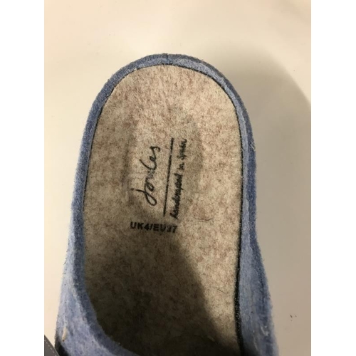 2110 - New Joules blue felt slippers, mules size 37, 4