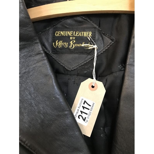 2117 - A leather coat by Jeffrey Brownleader. slight wear in places