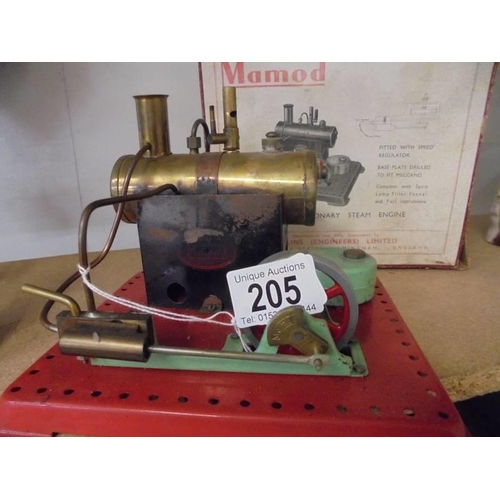 205 - A boxed Mamod Stationary steam engine.