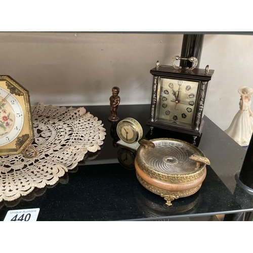 440 - A quantity of vintage clocks etc including A musical ashtray