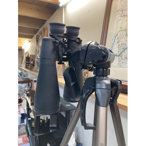 447 - A pair of Celestron Skymaster binoculars on Star 63 tripod stand