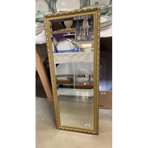 473 - A gilt framed hall mirror 96 x 36cm