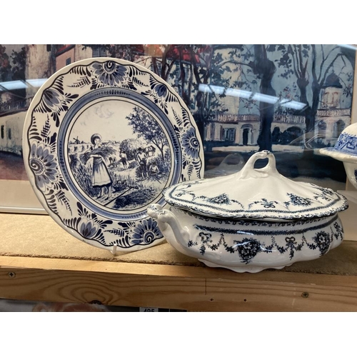 494 - A quantity of Blue and white including tureens