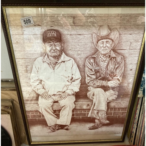 509 - A framed print Papa Joe and Little Joe