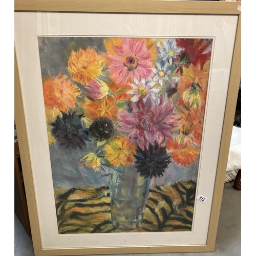 513 - A very large framed and glazed watercolour of flowers