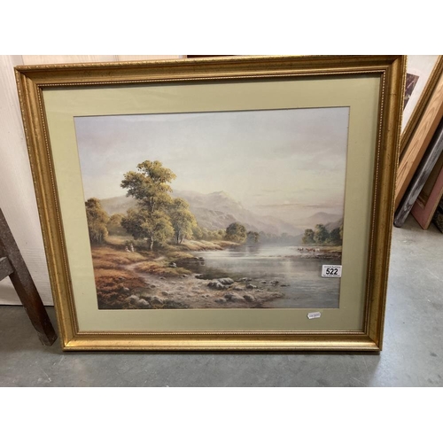 522 - A large gilt framed picture of a country scene