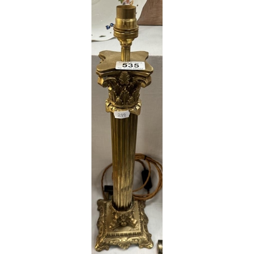 535 - A Brass Corinthian column lamp stand