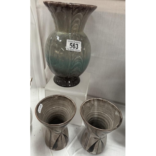 563 - A West German vase & 2 pottery vases