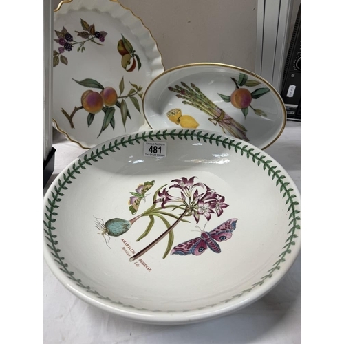 481 - A large Port Meirion bowl & 2 Royal Worcester 'Evesham' dishes