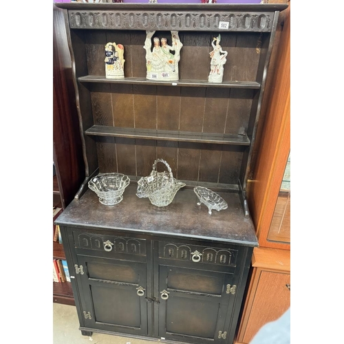 582 - An Oak Ercol style dresser with plate rack 180 x 95 x 49cm COLLECT ONLY