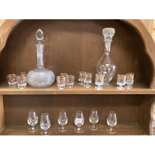 593 - 2 Decanters & 3 sets of 6 glasses