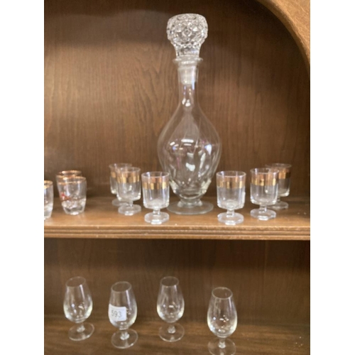 593 - 2 Decanters & 3 sets of 6 glasses