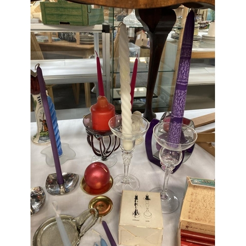 601 - A varied selection of candles & candle holders