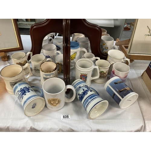 606 - A quantity of ceramic tankard mugs