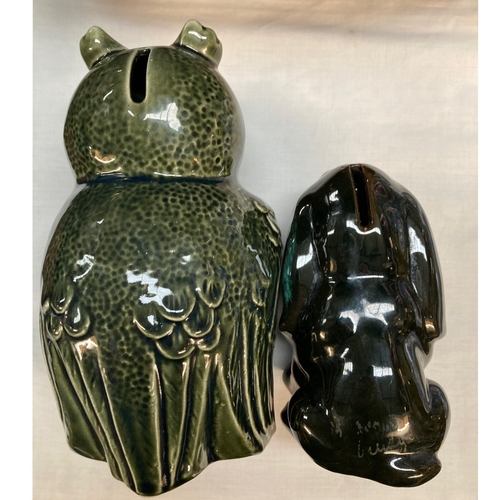 625 - A Darmok pottery owl & dog money boxes