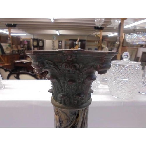 241 - An impressive Victorian Corinthian column oil lamp base with marblesque column, Hinks/Messenger font... 