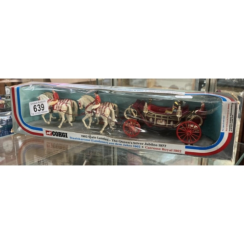 639 - A boxed Corgi 1902 State Landau silver jubilee coach & horses