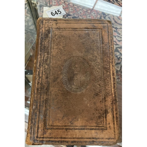 645 - A 19th century copy of the New Testament, back cover distressed.