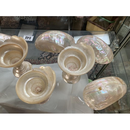 648 - A quantity of mother of pearl shell goblets & bowls