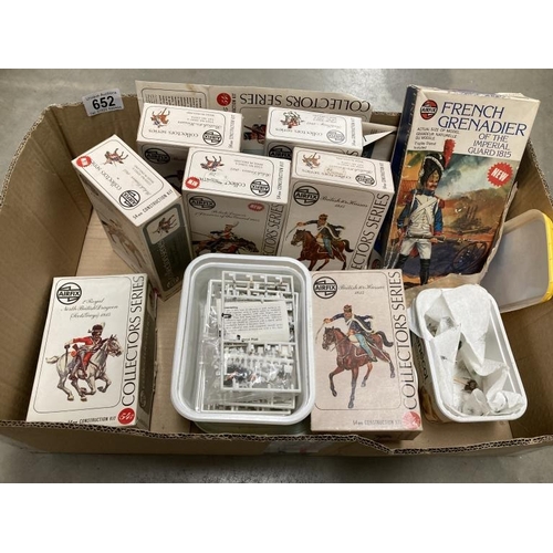 652 - A quantity of vintage Airfix collector series 59mm models. Kits part built. Includes some tubs of pa... 