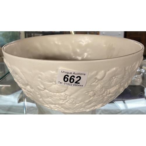 662 - A white Spode Velamore bowl (Floral relief 25cm diameter)