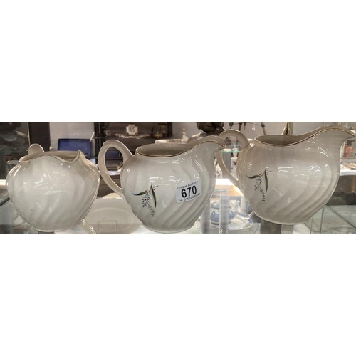 670 - 3 Royal Wessex graduated ironstone jugs by Swinnerton’s (Floral patterns)