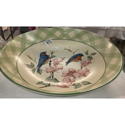 673 - A good hand painted plate featuring birds entitled 'Summer Greetings'