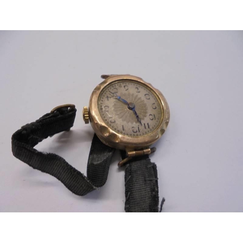 27 - A Victorian silver fob watch and a gold a/f watch.