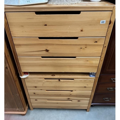 809 - 2 Solid pine 3 Drawer chests