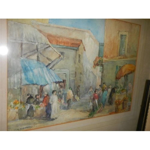 405 - A late Victorian framed and glazed watercolour signed V Fawcett, COLLECT ONLY.