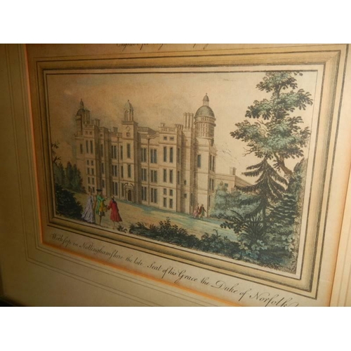 406 - A framed and glazed engraving of Worksop, COLLECT ONLY.