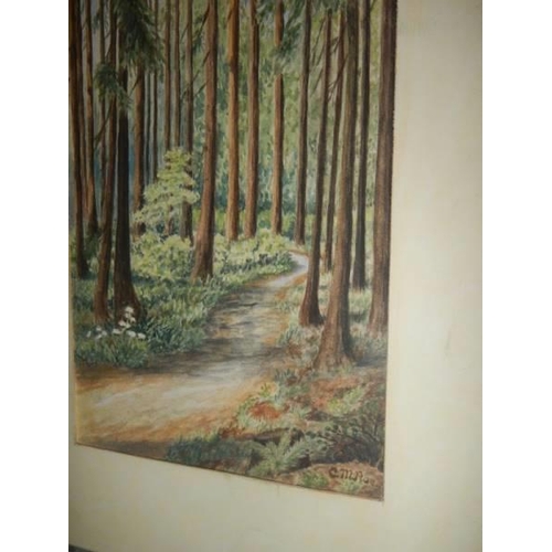 409 - An unframed watercolour signed C M Rowe.