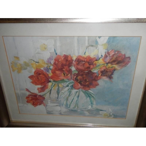 413 - Two good framed and glazed floral watercolours, COLLECT ONLY.