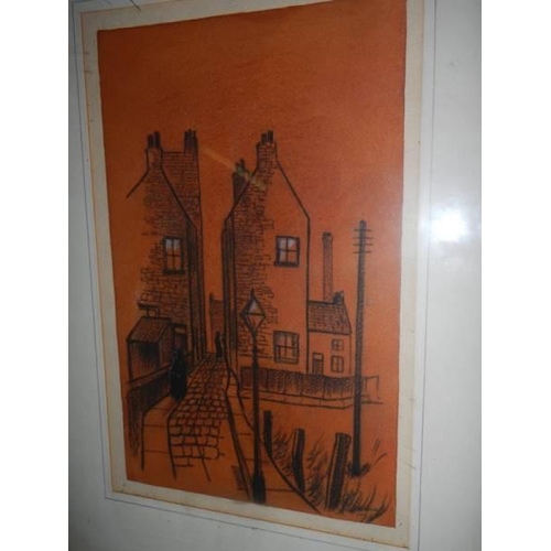 416 - A framed and glazed study of a building (poss. pencil and charcoal) signed but indistinct, COLLECT O... 