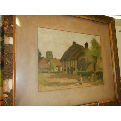 429 - Three framed and glazed watercolour cottage scenes, COLLECT ONLY.