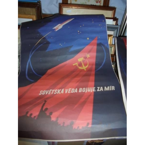 432 - Three Russian posters and a Merchant Navy poster.