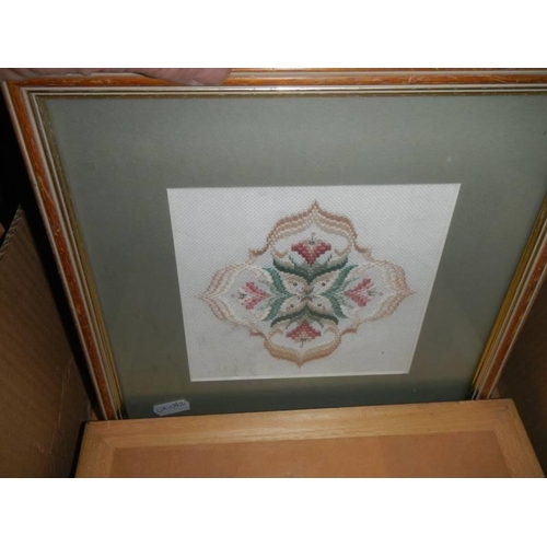 435 - Approximately twelve framed and glazed cross stitch pictures.  COLLECT ONLY.