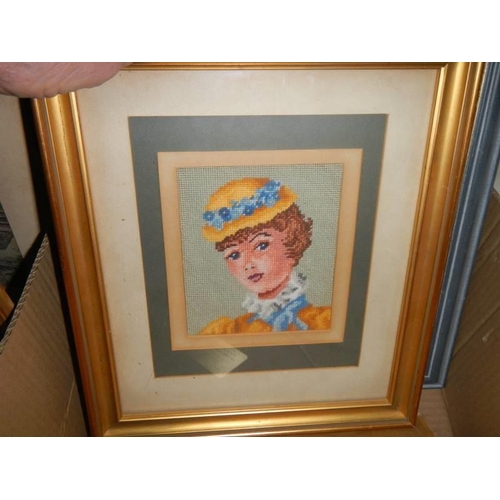 435 - Approximately twelve framed and glazed cross stitch pictures.  COLLECT ONLY.