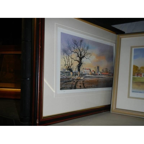 441 - Three good framed and glazed prints featuring churches. COLLECT ONLY.