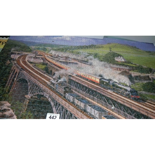 442 - Approximately ten completed steam engine jigsaw puzzles, COLLECT ONLY.