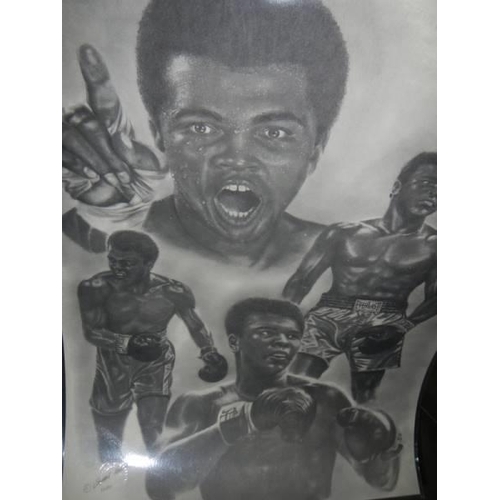 447 - Four boxing champions prints including Mohamed Ali, all with stamps, COLLECT ONLY.