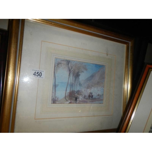 450 - Four good framed and glazed prints including Turner, COLLECT ONLY.