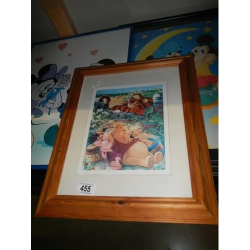 455 - Two Disney prints and a Winnie the Pooh print, COLLECT ONLY.