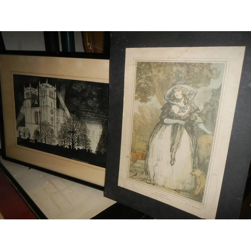 457 - Two shelves of prints including architectural, COLLECT ONLY.