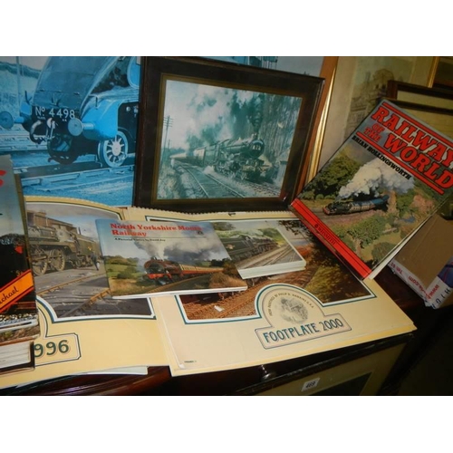 464 - A good lot of railway related prints, calendars, photographs and books. COLLECT ONLY.