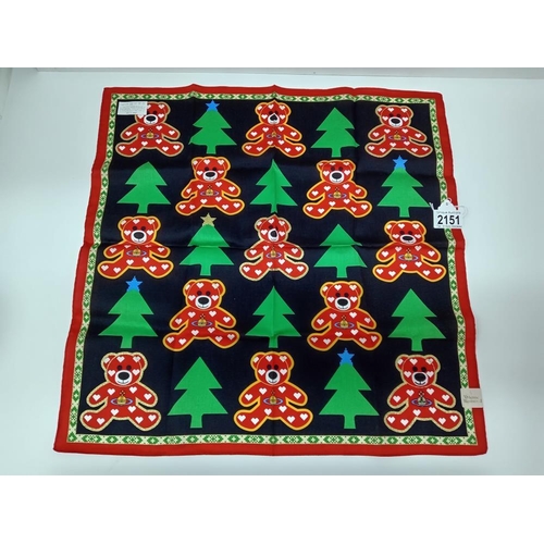 2151 - A rare Vivienne Westwood Mini scarf / handkerchief with bears and Christmas trees